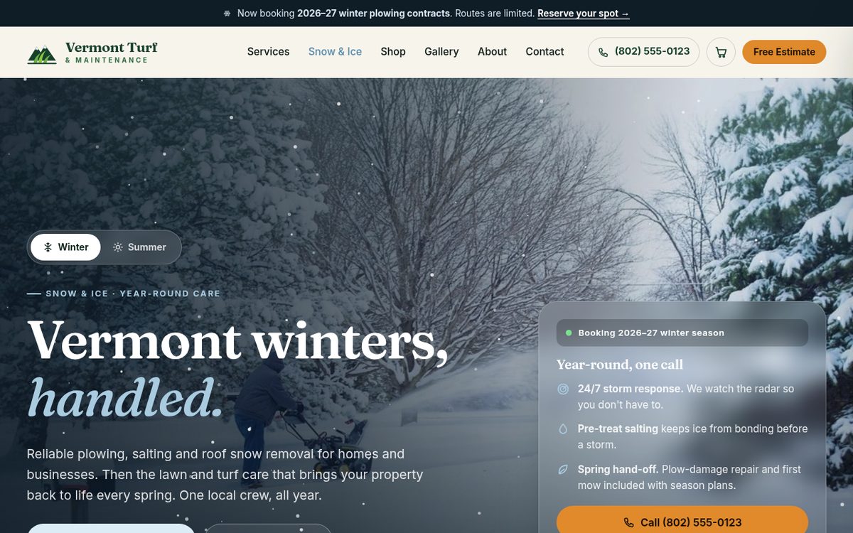 Vermont Turf and Maintenance website concept