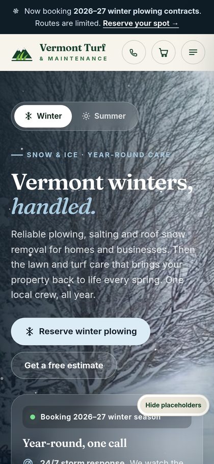 Vermont Turf concept on a phone